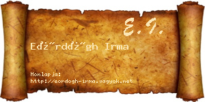 Eördögh Irma névjegykártya